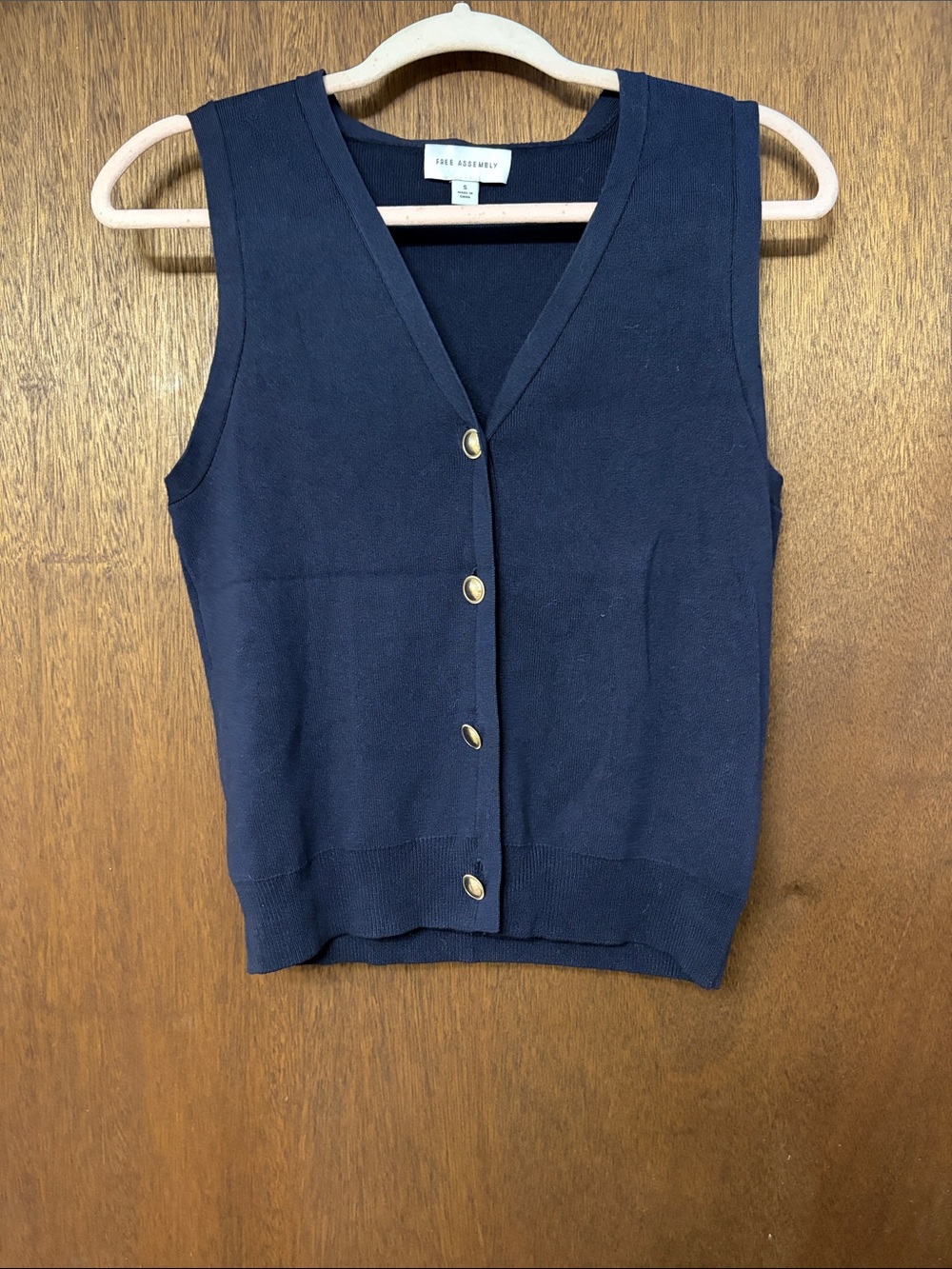 Frame Assembly Navy V-Neck Button-Front Knit Vest - Women's Sweater